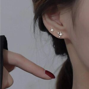 SILVER 4/$25 2pc Star Stud Earrings